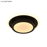 Contemporary Mini Round/Square Flush Mount Ceiling Light In Black/White With Metal Finish - Led