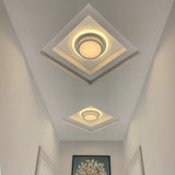 Contemporary Mini Round/Square Flush Mount Ceiling Light In Black/White With Metal Finish - Led