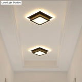 Contemporary Mini Round/Square Flush Mount Ceiling Light In Black/White With Metal Finish - Led