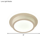 Contemporary Mini Round/Square Flush Mount Ceiling Light In Black/White With Metal Finish - Led