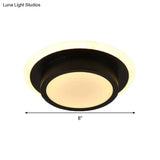 Contemporary Mini Round/Square Flush Mount Ceiling Light In Black/White With Metal Finish - Led