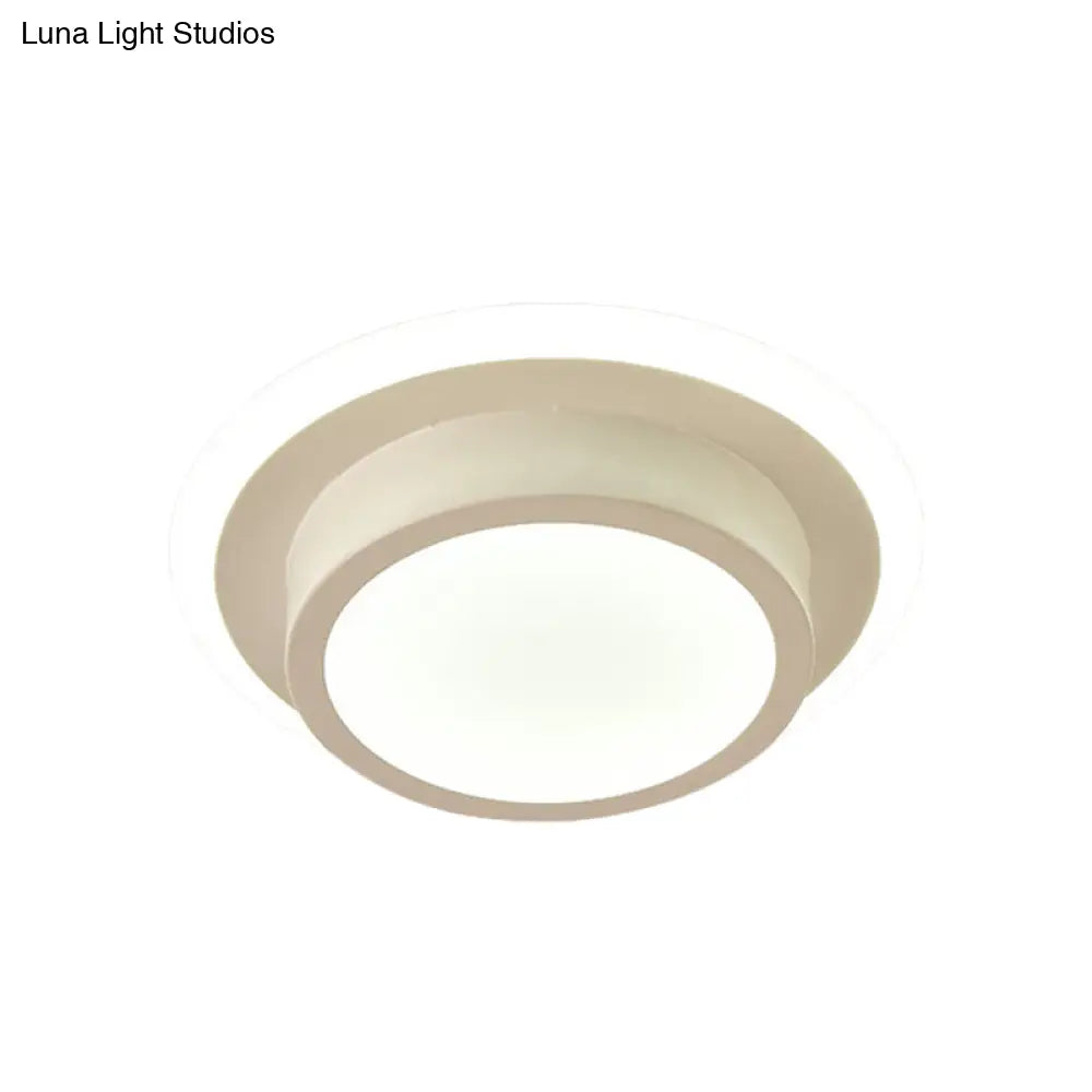 Contemporary Mini Round/Square Flush Mount Ceiling Light In Black/White With Metal Finish - Led