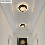 Contemporary Mini Round/Square Flush Mount Ceiling Light In Black/White With Metal Finish - Led
