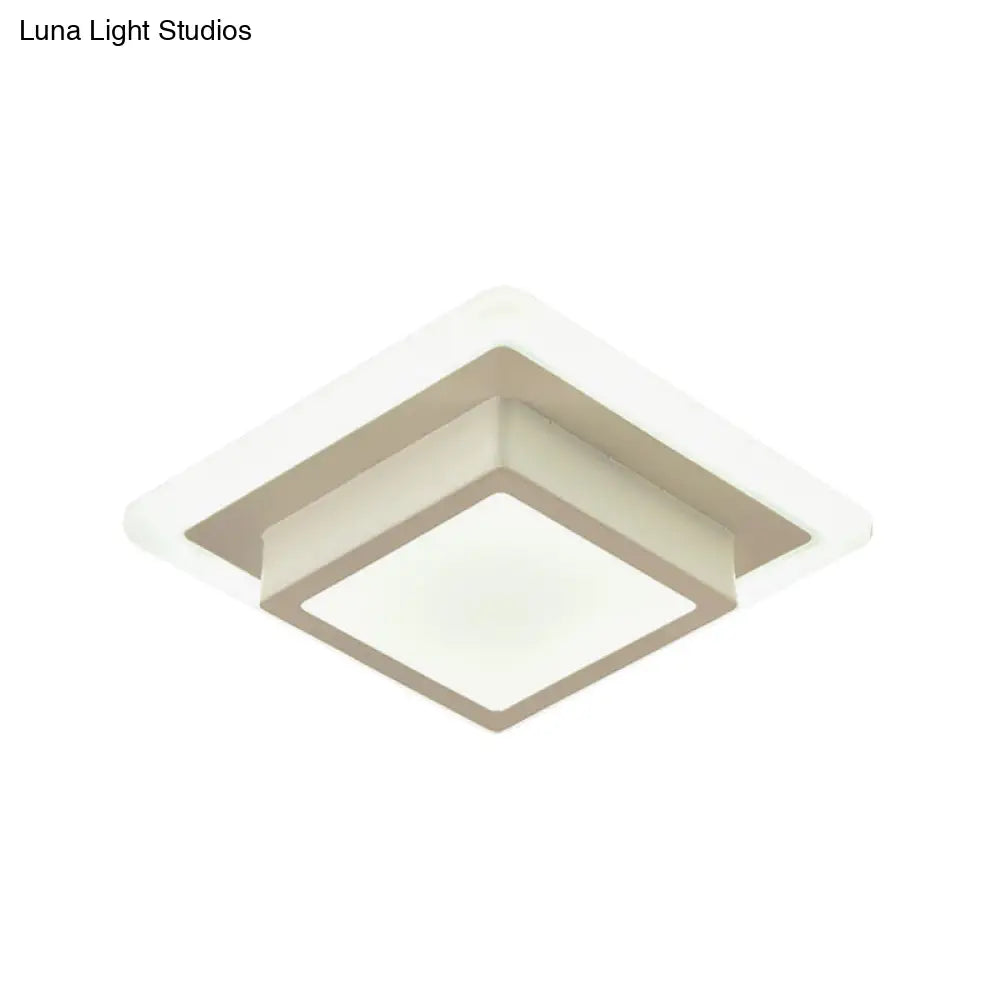 Contemporary Mini Round/Square Flush Mount Ceiling Light In Black/White With Metal Finish - Led