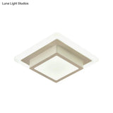 Contemporary Mini Round/Square Flush Mount Ceiling Light In Black/White With Metal Finish - Led