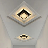 Contemporary Mini Round/Square Flush Mount Ceiling Light In Black/White With Metal Finish - Led