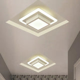 Contemporary Mini Round/Square Flush Mount Ceiling Light In Black/White With Metal Finish - Led
