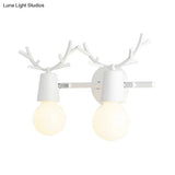 Contemporary Monochrome Wall Light Antlers - 2-Light Metal Sconce For Foyer & Kindergarten