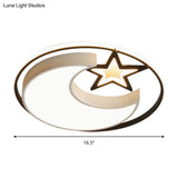 Contemporary Moon And Star Led Flush Light In Black - Ceiling Mounted For Bedroom