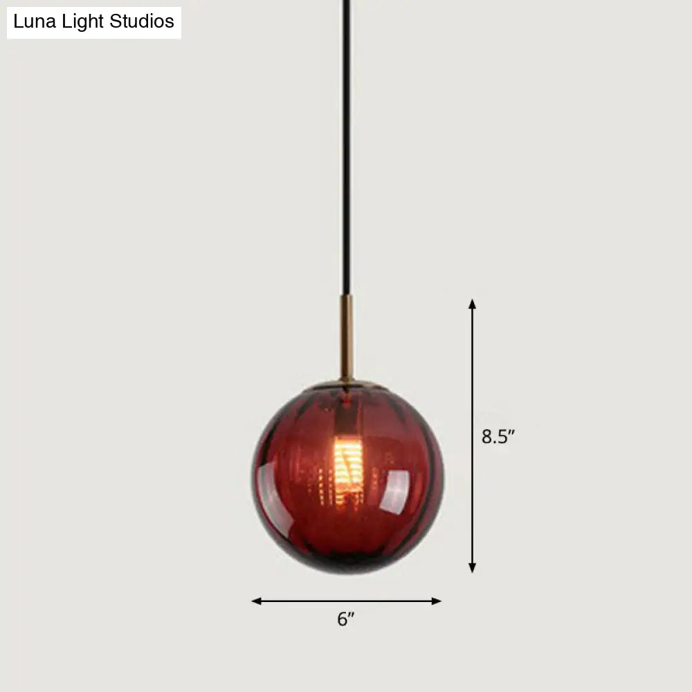 Contemporary Multi-Color Glass Ball Pendulum Light For Dining Table - 1 Head Ceiling Pendant