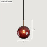 Contemporary Multi-Color Glass Ball Pendulum Light For Dining Table - 1 Head Ceiling Pendant