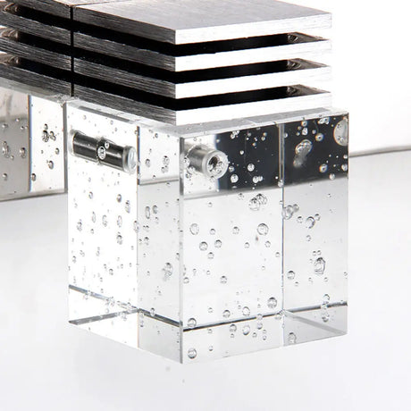 Contemporary Nickel Led Wall Mounted Light For Bath - Seedy K9 Crystal Cube Vanity Sconce