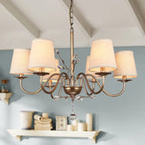 Contemporary Nickel Suspension Chandelier: Fabric Conical Shape 6 /