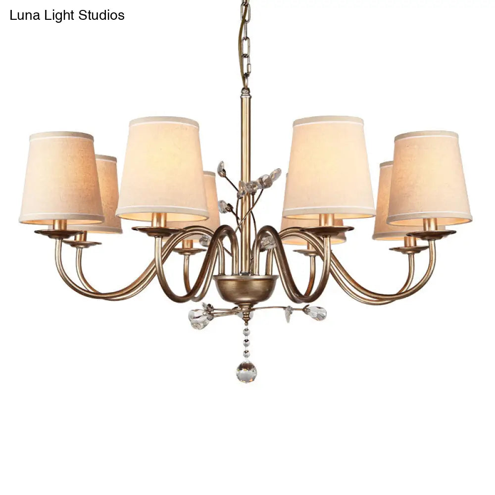 Contemporary Nickel Suspension Chandelier: Fabric Conical Shape