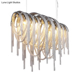 Contemporary Nordic Style Metal Tassel Chandelier - 7 Lights White Ceiling Lamp Kit