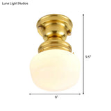 Contemporary Opal Glass Ceiling Light In Gold Finish