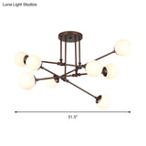 Contemporary Opal Glass Coffee Bubble Ceiling Chandelier - 8 Bulbs Pendant Light