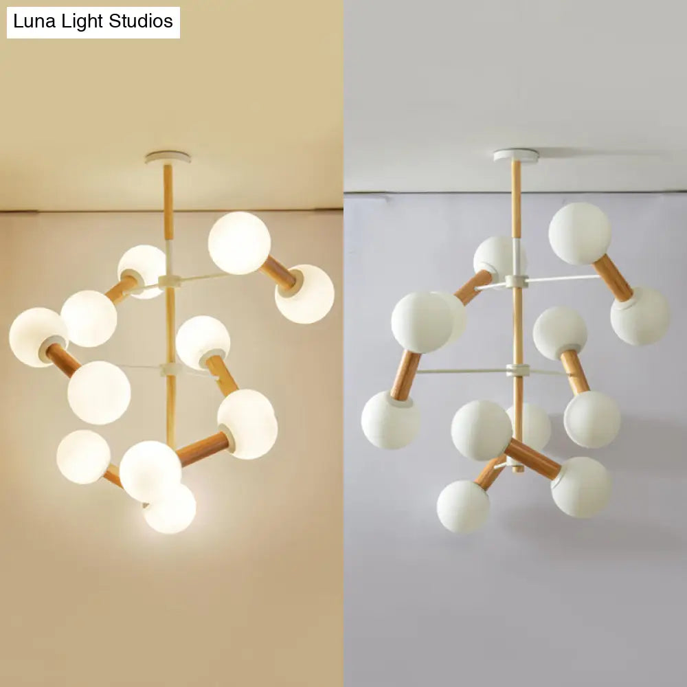 Contemporary Opal Glass Sphere Chandelier Multi-Head Pendant Lighting For Study Room