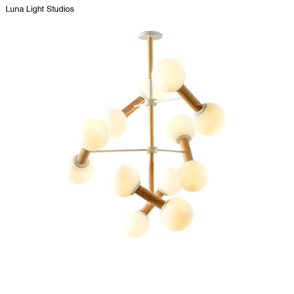 Contemporary Opal Glass Sphere Chandelier Multi-Head Pendant Lighting For Study Room
