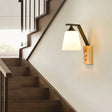Contemporary Opal Glass Wall Sconce Light For Stair Corridors - 1 Head Bucket Shade Black