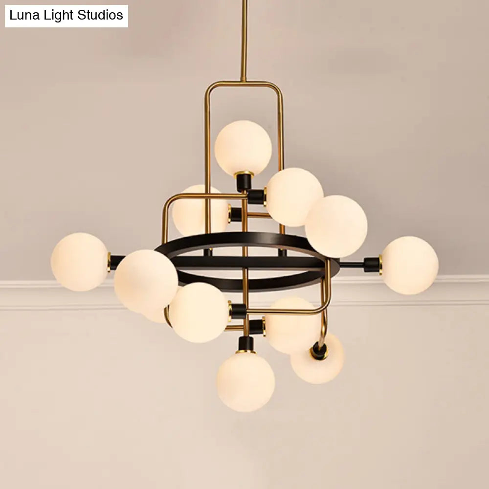 Contemporary Pendant Chandelier With Amber/Smoke/White Glass - Orbit Restaurant Study Room Lighting