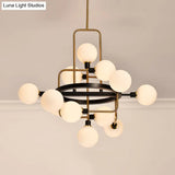 Contemporary Pendant Chandelier With Amber/Smoke/White Glass - Orbit Restaurant Study Room Lighting