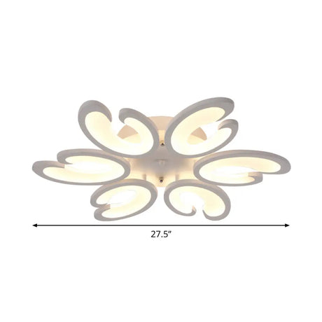 Contemporary Petal Semi Flush Chandelier: Acrylic 6/9/15-Bulb Ceiling Mount Light For Living Rooms
