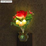 Contemporary Plastic Blooming Flower Wall Nightlight - Yellow/Pink/Peach Led Night Light With Plug