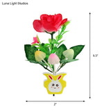 Contemporary Plastic Blooming Flower Wall Nightlight - Yellow/Pink/Peach Led Night Light With Plug