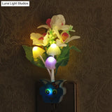 Contemporary Plastic Blooming Flower Wall Nightlight - Yellow/Pink/Peach Led Night Light With Plug