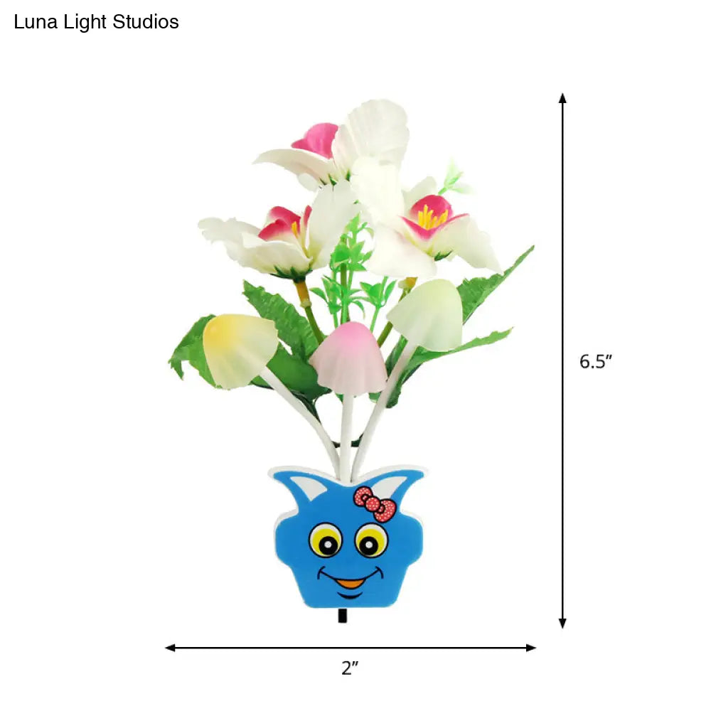 Contemporary Plastic Blooming Flower Wall Nightlight - Yellow/Pink/Peach Led Night Light With Plug