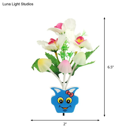 Contemporary Plastic Blooming Flower Wall Nightlight - Yellow/Pink/Peach Led Night Light With Plug