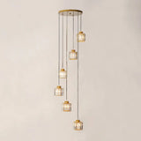 Contemporary Prismatic Crystal Cluster Pendant Light For Stairs 6 / Gold