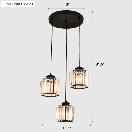 Contemporary Prismatic Crystal Cluster Pendant Light For Stairs