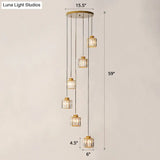 Contemporary Prismatic Crystal Cluster Pendant Light For Stairs