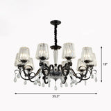 Contemporary Prismatic Crystal Cone Hanging Lamp With Droplet Decorations 10 / Black