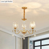 Contemporary Prismatic Crystal Cone Hanging Lamp With Droplet Decorations