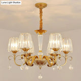 Contemporary Prismatic Crystal Cone Hanging Lamp With Droplet Decorations