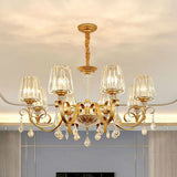 Contemporary Prismatic Crystal Cone Hanging Lamp With Droplet Decorations 8 / Gold