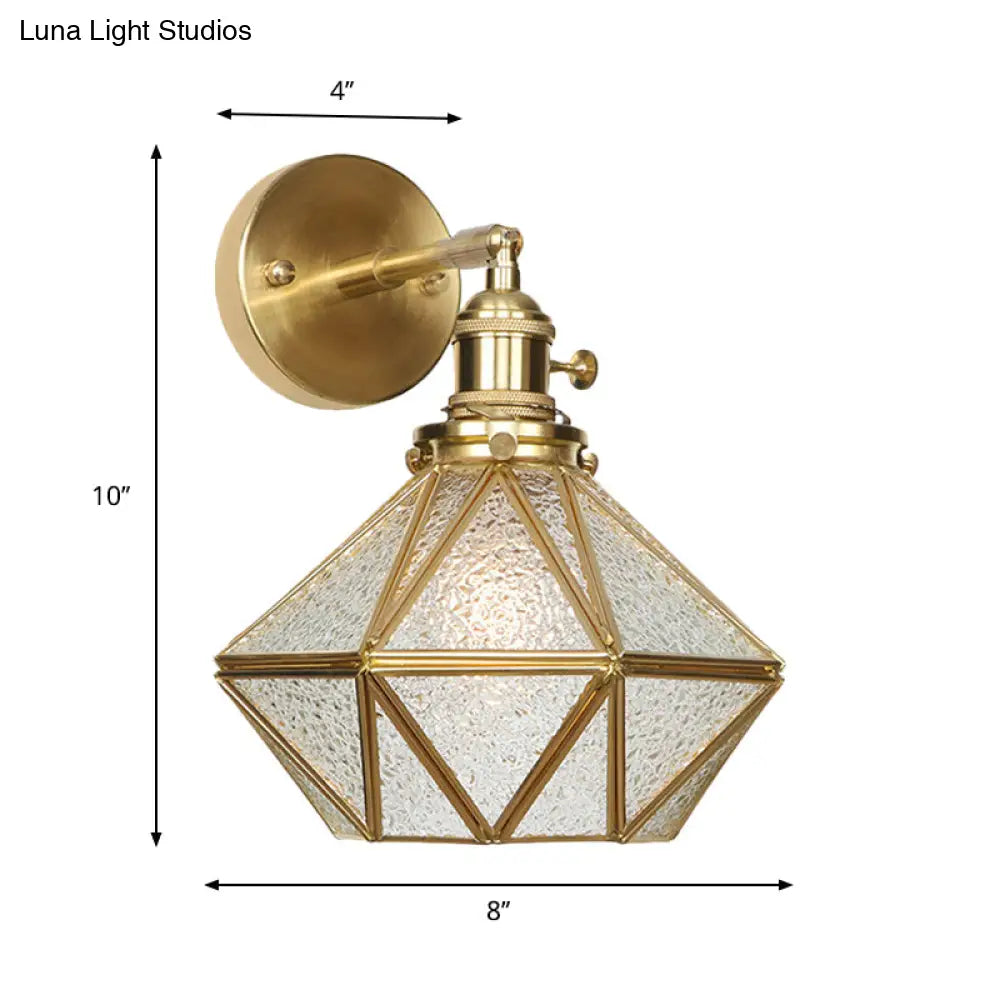 Contemporary Prismatic Glass Wall Sconce With Geometric Design - Brass Mount Light Fixture