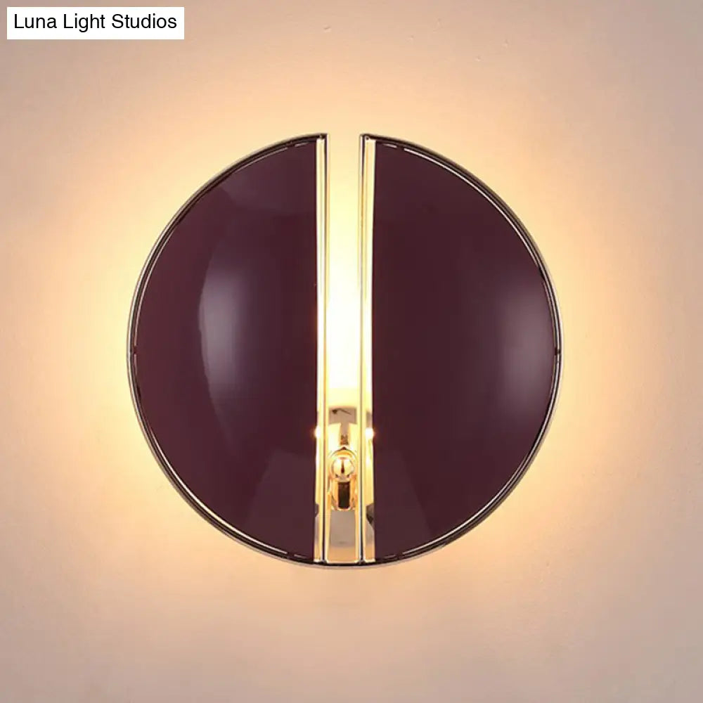 Contemporary Purple Spaced Dome Wall Sconce - Metal 1-Light Mounted Lamp Fixture