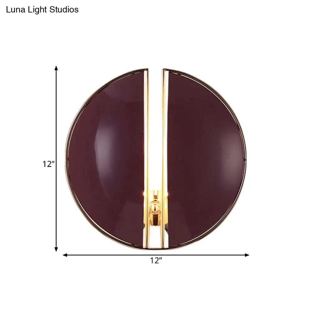 Contemporary Purple Spaced Dome Wall Sconce - Metal 1-Light Mounted Lamp Fixture