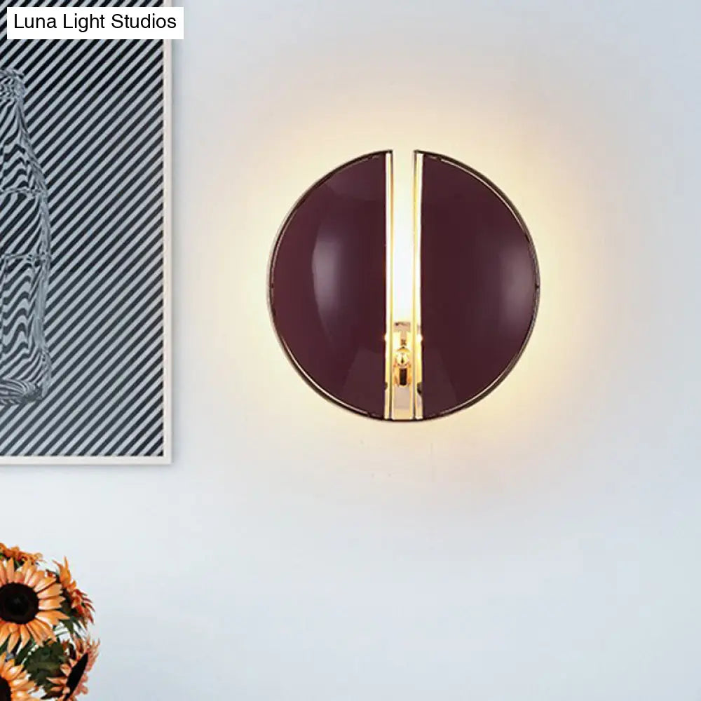 Contemporary Purple Spaced Dome Wall Sconce - Metal 1-Light Mounted Lamp Fixture