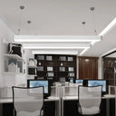 Contemporary Rectangle Pendant Light With Led Acrylic Shade Black/White 4’/8’/12’ W White / 4’
