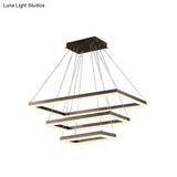 Contemporary Rectangular Acrylic Coffee Led Chandelier - 3/4/5 Tiers Hanging Pendant Lamp