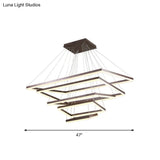 Contemporary Rectangular Acrylic Coffee Led Chandelier - 3/4/5 Tiers Hanging Pendant Lamp
