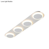Contemporary Rectangular Acrylic Flush Mount Lamp - 3/4/5 Lights Bedroom Lighting In Warm/White