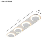 Contemporary Rectangular Acrylic Flush Mount Lamp - 3/4/5 Lights Bedroom Lighting In Warm/White