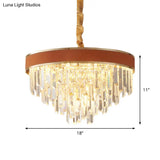 Contemporary Red Cone Hanging Ceiling Light With Crystal Accents - 8 Heads Pendant Chandelier For