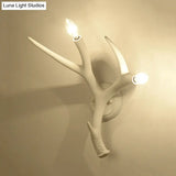 Contemporary Resin Antler Wall Sconce - 2 Lights White Ideal For Restaurants